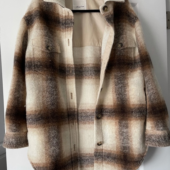 Plaid Tan and Brown Women's Jacket - Picture 4 of 5